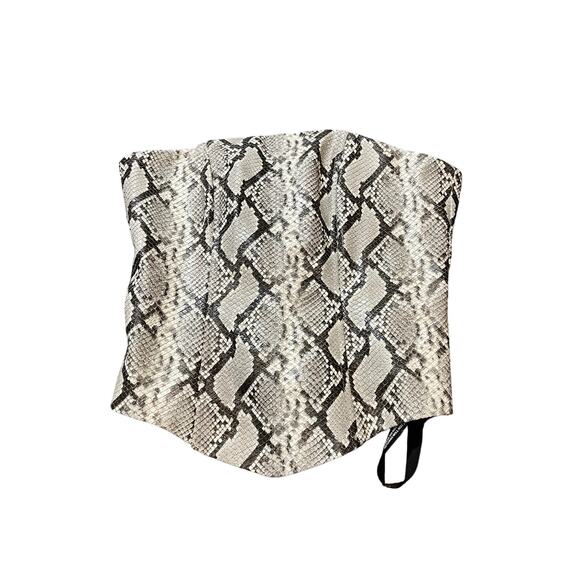 Anthropologie Extro&Vert Darcie Strapless Faux-Leather Snake Print Corset Top XS - Picture 2 of 8